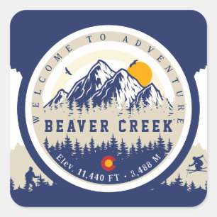 Beaver Creek Colorado Flag Berg Souvenir Quadratischer Aufkleber