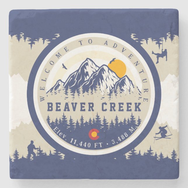 Beaver Creek Colorado Flag Berg Souvenir Steinuntersetzer (Vorderseite)