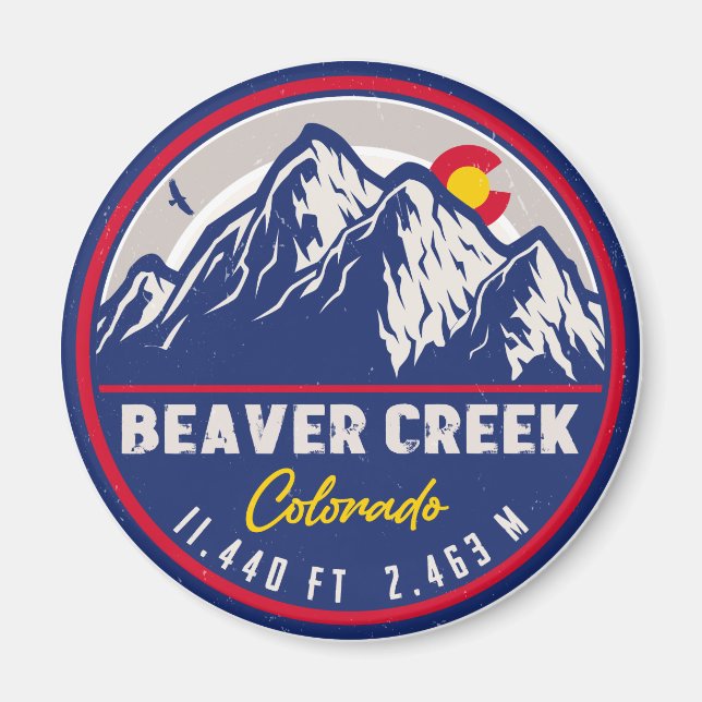 Beaver Creek Colorado Retro Sunset Souvenirs Magnet (Vorne)