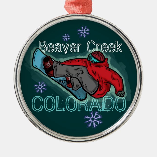 Beaver Creek-Colorado-Snowboarderverzierung Silbernes Ornament (Vorne)