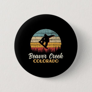 Beaver Creek Snowboarden Colorado Vintag Button