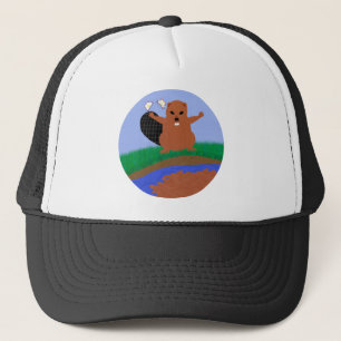Beaver Gebäude Dam Cartoon Art Truckerkappe