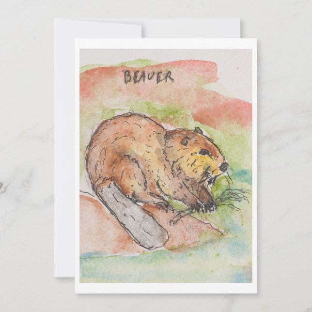 Beaver Greeting Card Feiertagskarte (Vorderseite)