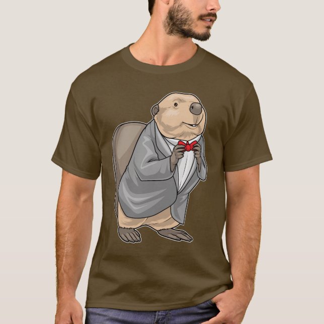 Beaver Groom Anzug Wedding T-Shirt (Vorderseite)