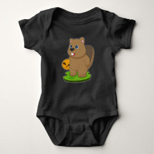 Beaver Halloween Pumpkin Baby Strampler