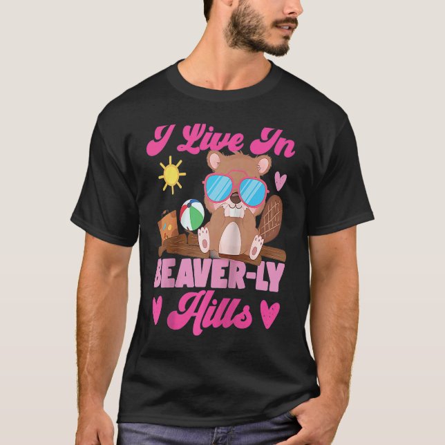 Beaver I Live In Beaver ly Hills Raglan Baseball T-Shirt (Vorderseite)