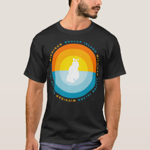 Beaver Island Michigan Graphic Sunset T-Shirt