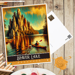 Beaver Lake, Arkansas Vintage Malerei Postkarte