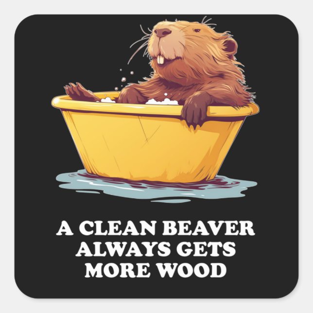 Beaver Lover Bath Quadratischer Aufkleber (Vorderseite)