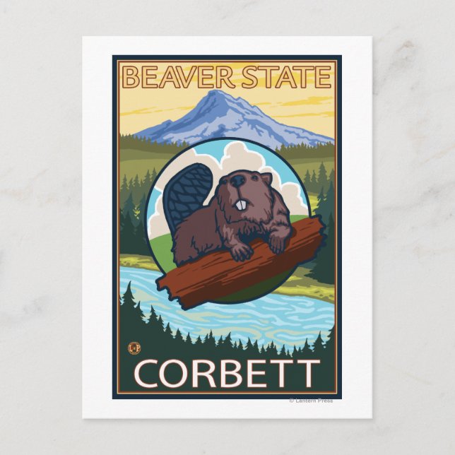 Beaver & Mt. Hood - Corbett, Oregon Postkarte (Vorderseite)