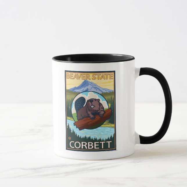 Beaver & Mt. Hood - Corbett, Oregon Tasse (Rechts)