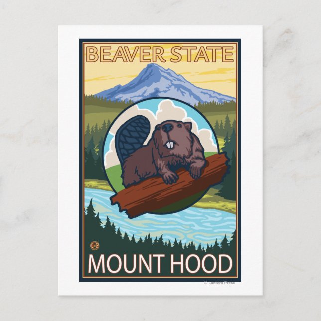 Beaver & Mt. Hood, OregonVintage Travel Poster Postkarte (Vorderseite)