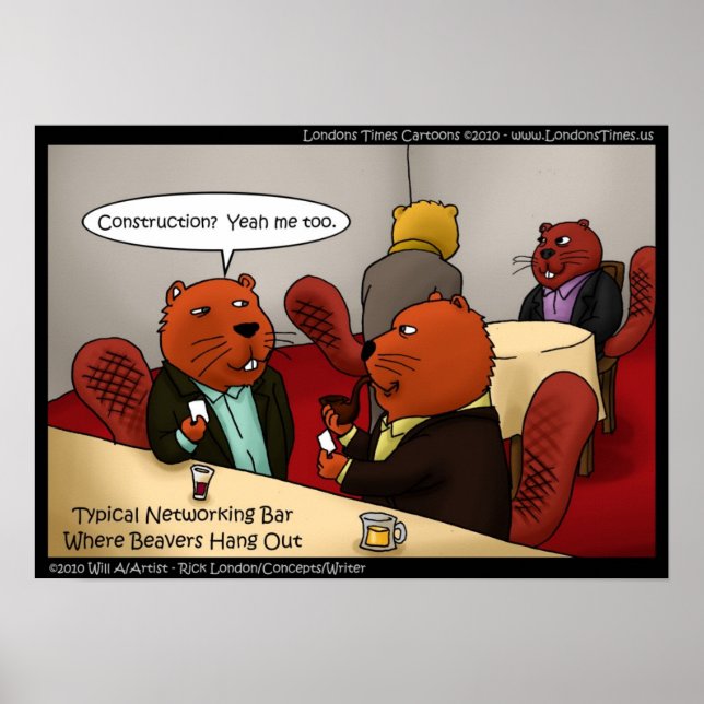 Beaver Networking Bars Funny Classic Poster (Vorne)
