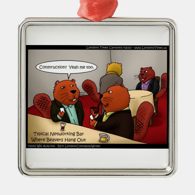 Beaver Networking Christmas Ornaments Silbernes Ornament (Vorne)