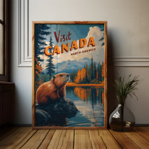 Beaver Poster - Vintage Travel Art