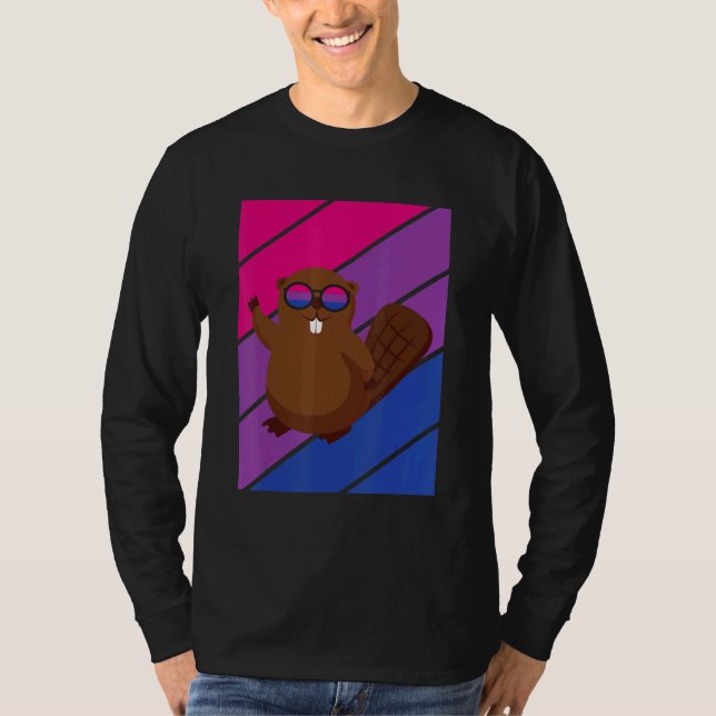 Beaver Pride Bisexual Flag LGBTQ Proud Ally Pride  T-Shirt (Vorderseite)