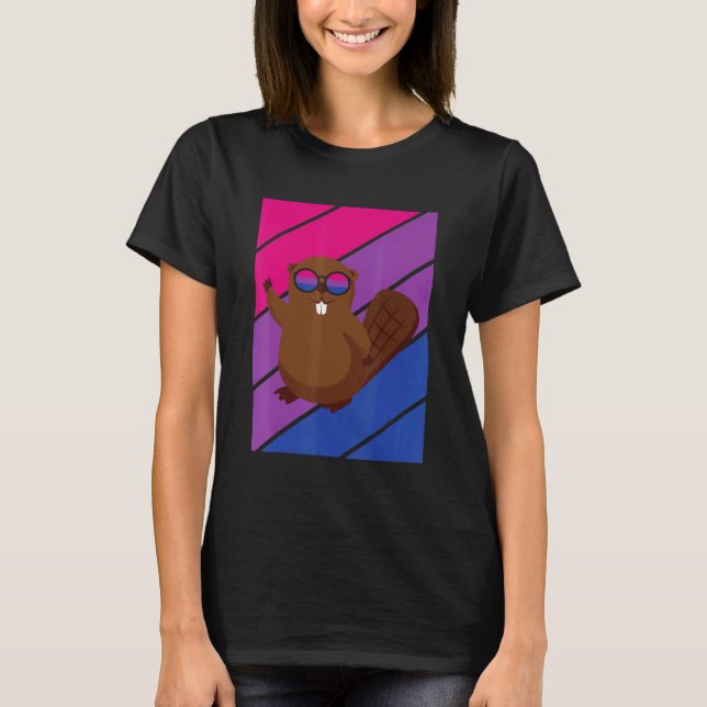 Beaver Pride Bisexual Flag LGBTQ Proud Ally Pride  T-Shirt (Vorderseite)