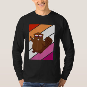 Beaver Pride Lesbische Flagge LGBTQ Stolzer Verbün T-Shirt