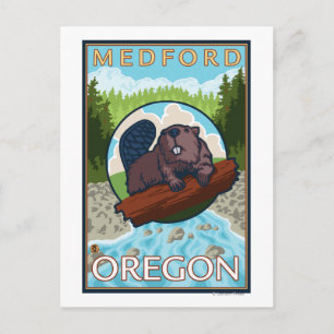 Beaver & River - Medford, Oregon Postkarte