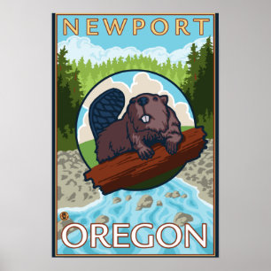 Beaver & River - Newport, Oregon Poster