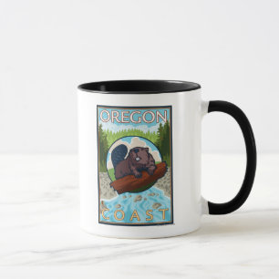 Beaver & RiverCoastVintage Travel Poster Tasse