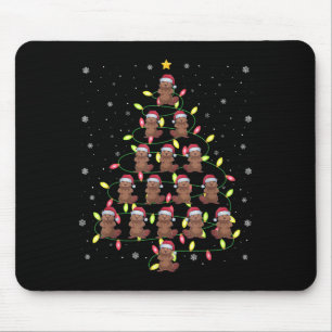 Beaver Santa Christmas Tree Lights Ugly Sweater St Mousepad