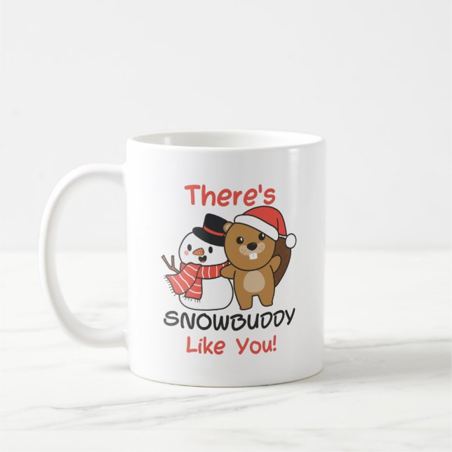 Beaver There's Snowbuddy Like Snowman Pun Kaffeetasse (Links)