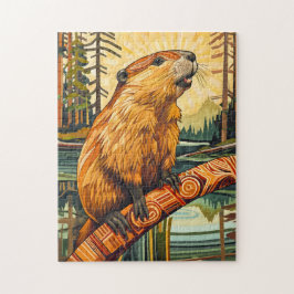 Beaver Totem – Builder in Deco Style Puzzle