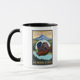 Beaver und Mount Hood Scene Vintage Travel Tasse