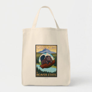 Beaver und Mount Hood Scene Vintage Travel Tragetasche