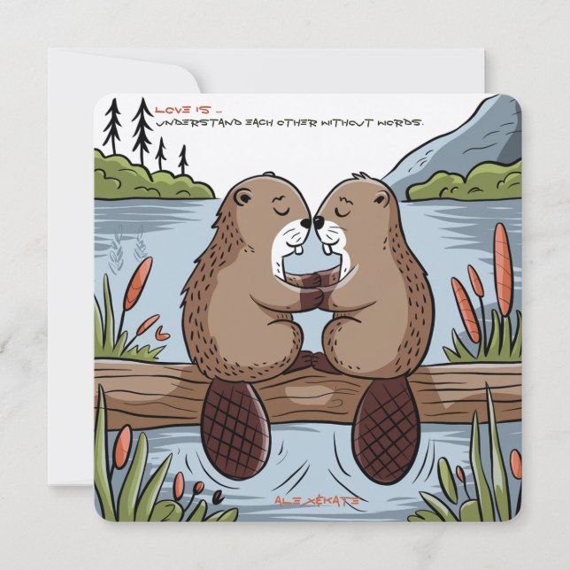 Beaver Valentine Feiertagskarte (Vorderseite)