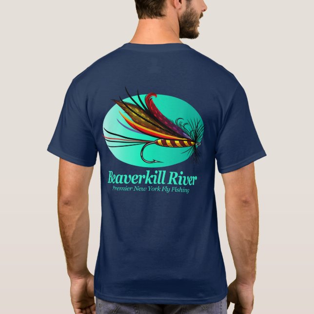 Beaverkill Fluss (Fliege) T-Shirt (Rückseite)