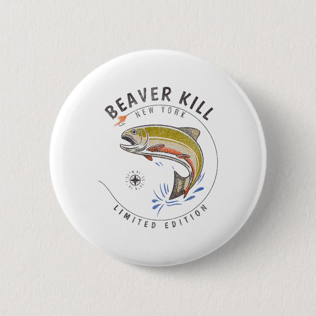 Beaverkill River New York Fly Fishing Souvenir Bea Button (Vorderseite)