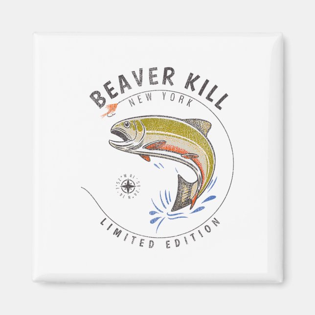 Beaverkill River New York Fly Fishing Souvenir Bea Magnet (Vorne)