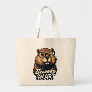 Beaversmart - Funny Beaver mit Brillen Graphic Jumbo Stoffbeutel