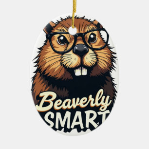 Beaversmart - Funny Beaver mit Brillen Graphic Keramik Ornament