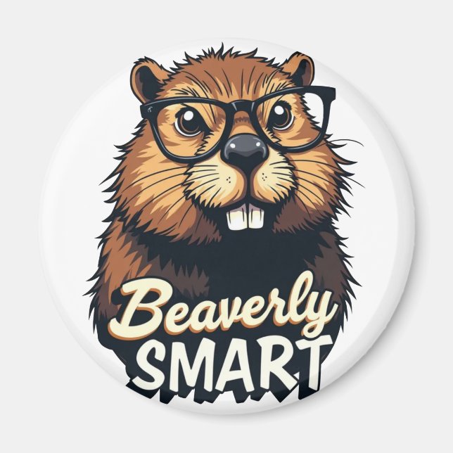 Beaversmart - Funny Beaver mit Brillen Graphic Magnet (Vorne)