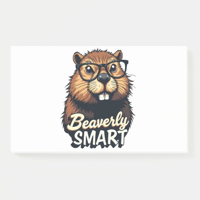 Beaversmart - Funny Beaver mit Brillen Graphic Post-it Klebezettel (Vorderseite)