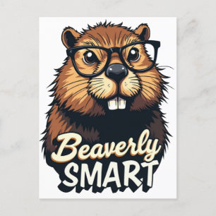 Beaversmart - Funny Beaver mit Brillen Graphic Postkarte