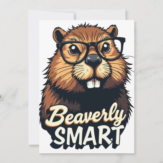Beaversmart - Funny Beaver mit Brillen Graphic Save The Date (Vorderseite)