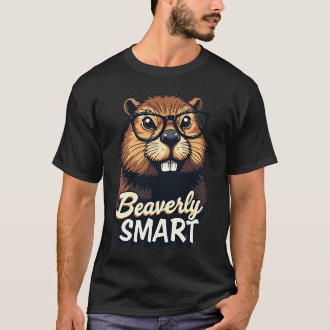Beaversmart - Funny Beaver mit Brillen Graphic T-Shirt (Vorderseite)
