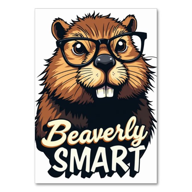 Beaversmart - Funny Beaver mit Brillen Graphic Tischnummer (Vorderseite)