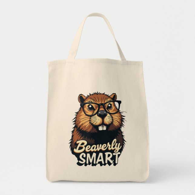 Beaversmart - Funny Beaver mit Brillen Graphic Tragetasche (Vorne)