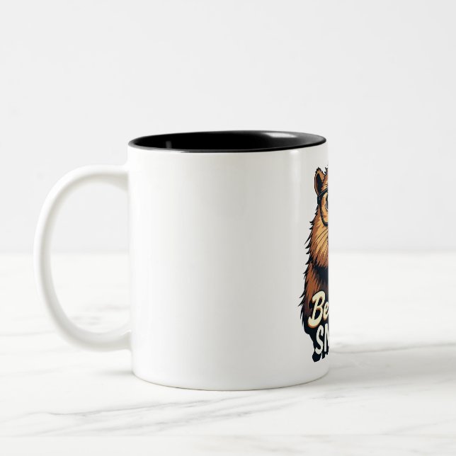 Beaversmart - Funny Beaver mit Brillen Graphic Zweifarbige Tasse (Links)