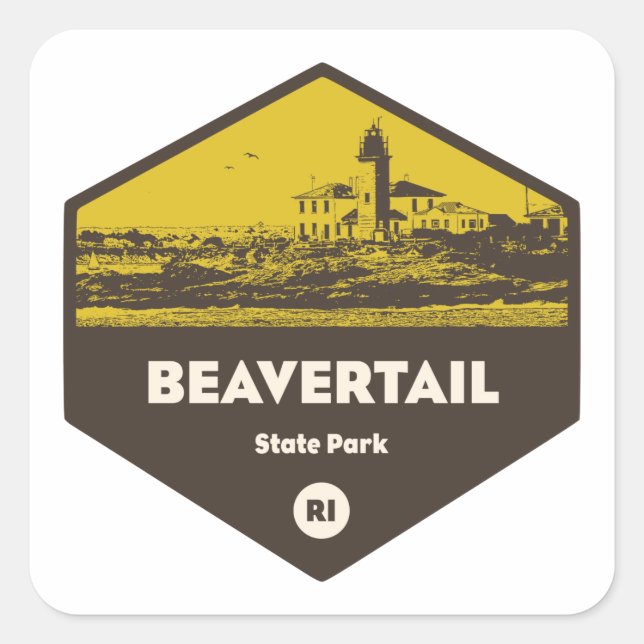 Beavertail Staat Park Rhode Island Quadratischer Aufkleber (Vorderseite)