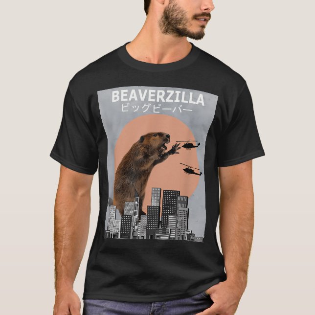 Beaverzilla Biber Lustig T-Shirt (Vorderseite)