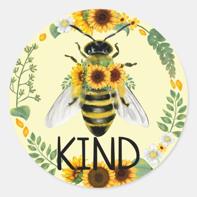 Bebe Be Kind Sonnenblumen Kindness Yellow Sticker (Vorderseite)