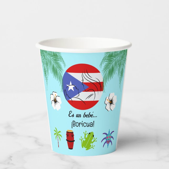 Bebe Boricua Puerto Rican Baby Dusche Blue Pappbecher (Vorderseite)