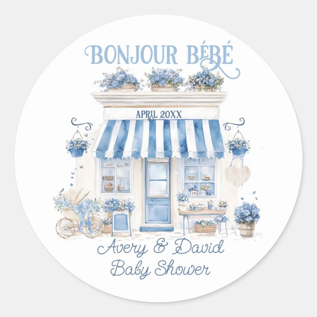 Bebe Cafe Bonjour Bebe Parisian theme Baby Show Runder Aufkleber