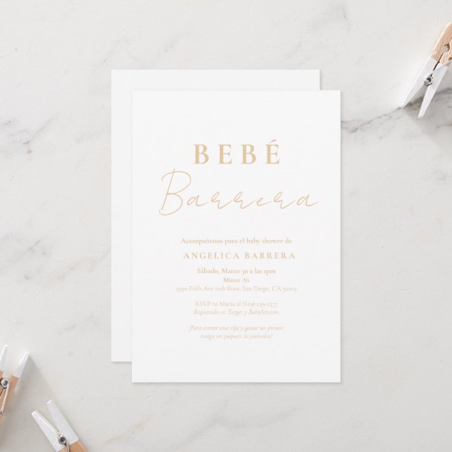 Bebe Cafe Invitación Simple Baby Shower Einladung (Vorderseite/Rückseite Beispiel)